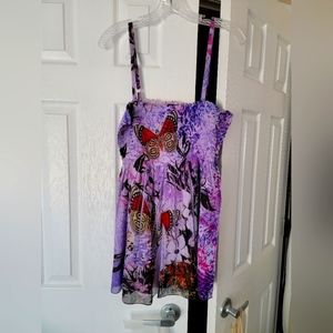 Torrid size 2 purple butterfly shoestring tunic.